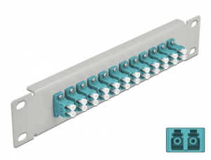 Delock 10 üvegszálas patch panel 12 portos LC Duplex 1U vízkék szürke (66789)