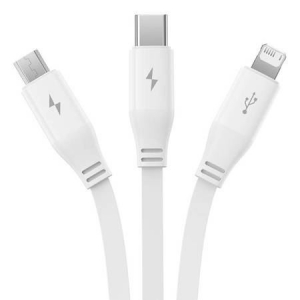 Baseus 3 az 1-ben USB - USB-C + Micro + Lightning kábel 3.5A 1.1m fehér (P10362900211-00)