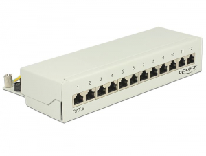 Delock asztali patch panel 12 Port Cat.6 sz&uuml;rke (87292)