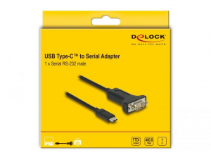 Delock USB Type-C - 1 x soros RS-232 D-Sub 9 tűs apa adapter 1m (64195)