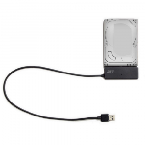 ACT AC1515 USB-A merevlemez adapter 2,5"/3,25" SSD/HDD tápegységgel fekete