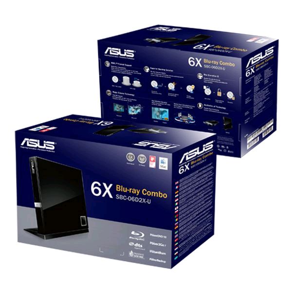 ASUS SBW-06D2X-U/BLK/G/AS  Blu-Ray külső DVD író dobozos fekete USB