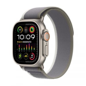 Apple Watch Ultra 2 GPS + Cellular 49mm titántok, zöld szürke pánt (S/M) (MRF33FD/A)