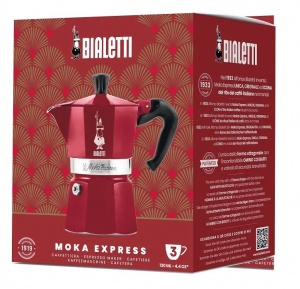 Bialetti Moka Express 3 személyes kávéfőző Déco Glamour piros (9223)