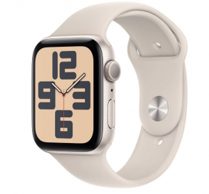 Apple Watch SE (2023) GPS 44mm csillagfény alumíniumtok, csillagfény sportszíj S/M (MRE43QF/A)