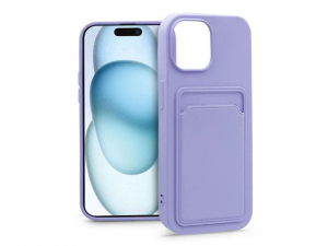 Haffner Card Case Apple iPhone 15 Plus szilikon tok kártyatartóval lila (PT-6845)