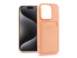 Haffner Card Case Apple iPhone 15 Pro szilikon tok kártyatartóval rózsaszín (PT-6851)