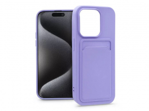 Haffner Card Case Apple iPhone 15 Pro szilikon tok kártyatartóval lila (PT-6848)