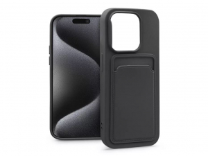 Haffner Card Case Apple iPhone 15 Pro szilikon tok kártyatartóval fekete (PT-6847)