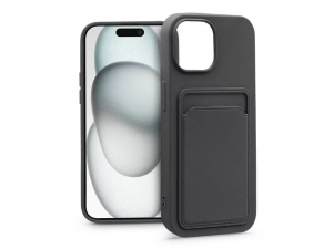 Haffner Card Case Apple iPhone 15 szilikon tok kártyatartóval fekete (PT-6841)