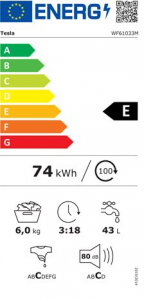 Tesla WF61033M elöltöltős mosógép fehér