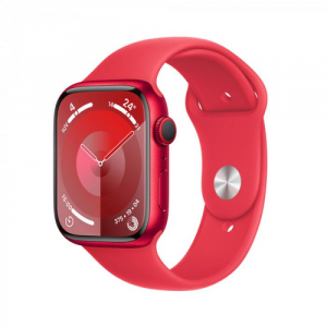 Apple Watch Series 9 (GPS + Cellular) 45mm (PRODUCT)RED alumíniumtok, (PRODUCT)RED sportszíj M/L méret (MRYG3QF/A)