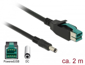 Delock Powered USB k&aacute;bel apa 12V > DC 5,5 x 2,1 mm apa 2m (85498)