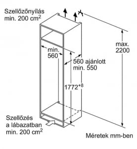 Bosch KIR81ADD0 beépíthető hűtőszekrény