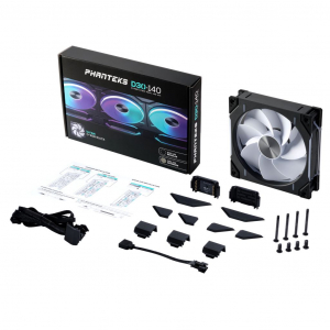 Phanteks PH-F140D30 140MM SINGLE Reverse Black ház hűtő ventilátor fekete (PH-F140D30R_DRGB_PWM_BK01)
