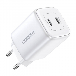 UGREEN 15327 Nexode 2xUSB-C PD3.0 QC4.0 GaN 45W töltő fehér