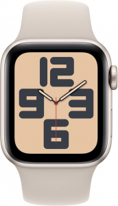 Apple Watch SE (2023) (GPS + Cellular) 40mm csillagfény alumíniumtok, csillagfény sportszíj S/M (MRFX3QF/A)