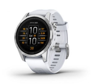 Garmin Epix Pro (Gen 2) okosóra 42 mm, ezüst, fehérkő szilikon szíjjal (010-02802-01)