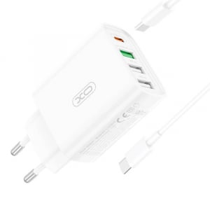 XO L120 3xUSB-A - USB-C hálózati töltő + USB-C kábel 18W fehér (L120 cable C)