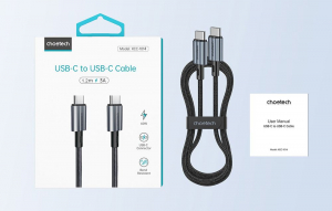 Choetech XCC-1014 USB-C - USB-C PD 60W töltőkábel 1.2m fekete