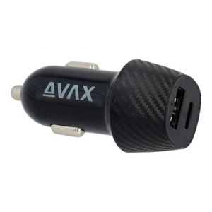 AVAX CC302B CARLY USB-A (QC) + USB-C (PD) 20W autós töltő fekete