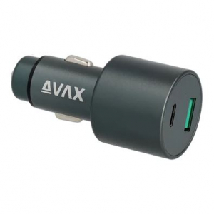 AVAX CC663B CARLY+ USB-A (QC) + USB-C (PD) 63W autós töltő fekete