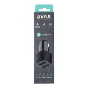 AVAX CC301B CARLY 2x USB-A 12W autós töltő fekete