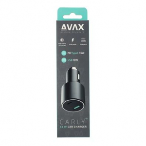 AVAX CC663B CARLY+ USB-A (QC) + USB-C (PD) 63W autós töltő fekete