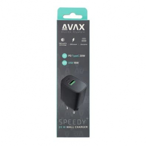 AVAX CH600B SPEEDY+ USB-A + USB-C hálózati töltő 20W fekete