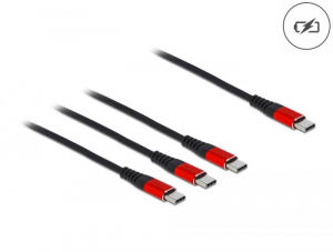 Delock 3az1-ben USB Type-C - 3xUSB Type-C töltőkábel 30cm fekete-piros (86712)