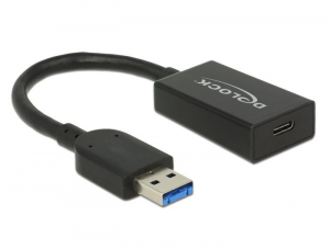 Delock USB 3.2 Gen 2 A-típusú apa > USB Type-C típusú anya átalakító 15cm fekete (65698)