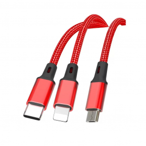 XO NB173 USB-A -> Lightning / USB C / Micro USB kábel 1.2m piros (128630)