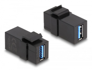 Delock Keystone modul USB 3.0 A-csatlakozóhüvely > USB 3.0 A-csatlakozóhüvely fekete (87831)