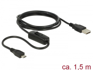 Delock USB-A apa > USB Micro-B apa Töltőkábel kapcsolóval 1.5 m (84803)