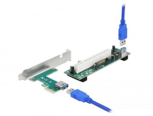 Delock PCI Express Riser kártya x1 - 1 x PCI 32 Bit bővítőhely, 60 cm-es -kábellel (90065)