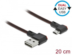 Delock EASY-USB 2.0 kábel A-típusú csatlakozódugó - EASY-USB Micro-B típusú csatlakozódugó, ívelt 0,2m  (85269)