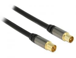 Delock IEC koax dugó - IEC koax aljzat, RG6/U antenna kábel 1m fekete (88922)