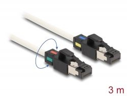 Delock RJ45 apa - apa Cat.6A S/FTP h&aacute;l&oacute;zati k&aacute;bel v&aacute;ltoztathat&oacute; sz&iacute;nű csatlakoz&oacute;kkal 3m feh&eacute;r (80171)