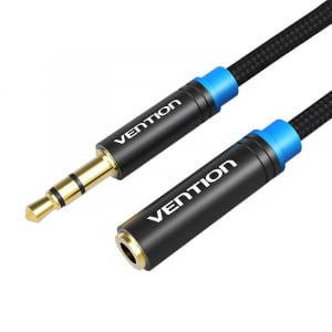 Vention szövött hosszabbító audiokábel 3.5mm 1m fekete (VAB-B06-B100-M)