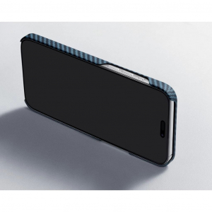 Pitaka MagEZ Case 4 Twill 1500D Apple iPhone 15 Plus MagSafe rögzítéssel fekete-kék (129442)