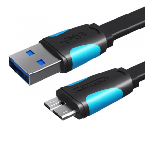 Vention USB 3.0 A - Micro-B lapos kábel 2m fekete (VAS-A12-B200)