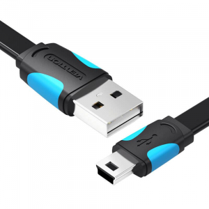 Vention USB 2.0 A - 5 tűs Mini lapos kábel 1m fekete (VAS-A14-B100)