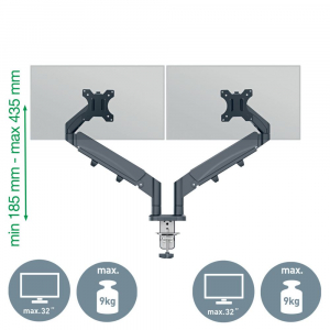 Leitz Ergo Dual helytakarékos monitorkar két monitorhoz, fekete (65370089)