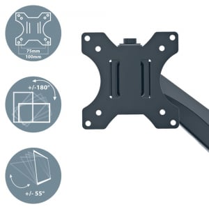 Leitz Ergo Dual helytakarékos monitorkar két monitorhoz, fekete (65370089)