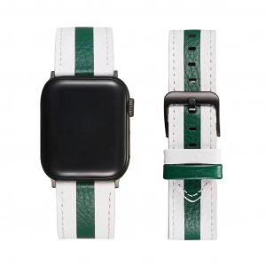 XPRO Apple Watch bőr szíj fehér-sötétzöld 38mm/40mm/41mm (128067)