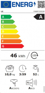 LG F4WR710S2W elöltöltős mosógép fehér