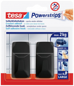 Tesa Powerstrips öntapadó horog fekete (58279-00000-20)