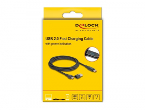 Delock USB-C + USB A-típusú apa - USB-C apa kábel  PD 3.1, 140W tápjelzővel 1,20 m (88137)