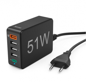 Hama 5in1 H&aacute;l&oacute;zati t&ouml;ltő 51W fekete (201630)