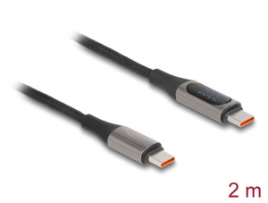 Delock USB-C kábel tápmérővel PD 3.0 100 W 2 m (86809)